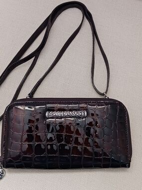 VTG Brighton 90s Croc Print Brown Crossbody Purse Bag Y2K Wallet Purse 1990s